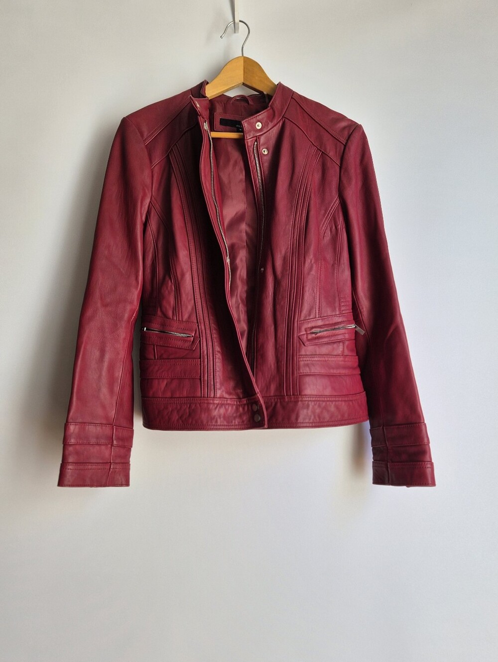 Wilsons Leather Burgundy Red Moto Jacket Medium Genuine Leather Whimsigoth Goth